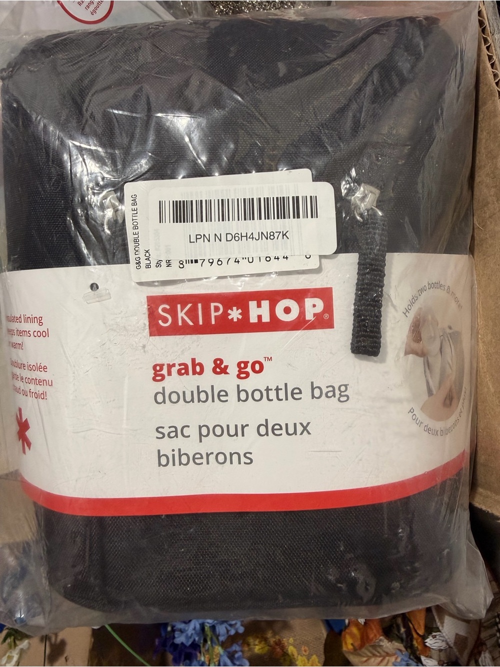 Skip Hop Black Grab & Go Double Bottle Bag